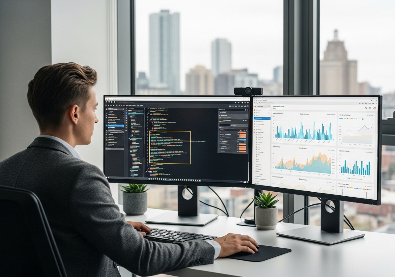 Marketer analyzing technical SEO services data for London growth