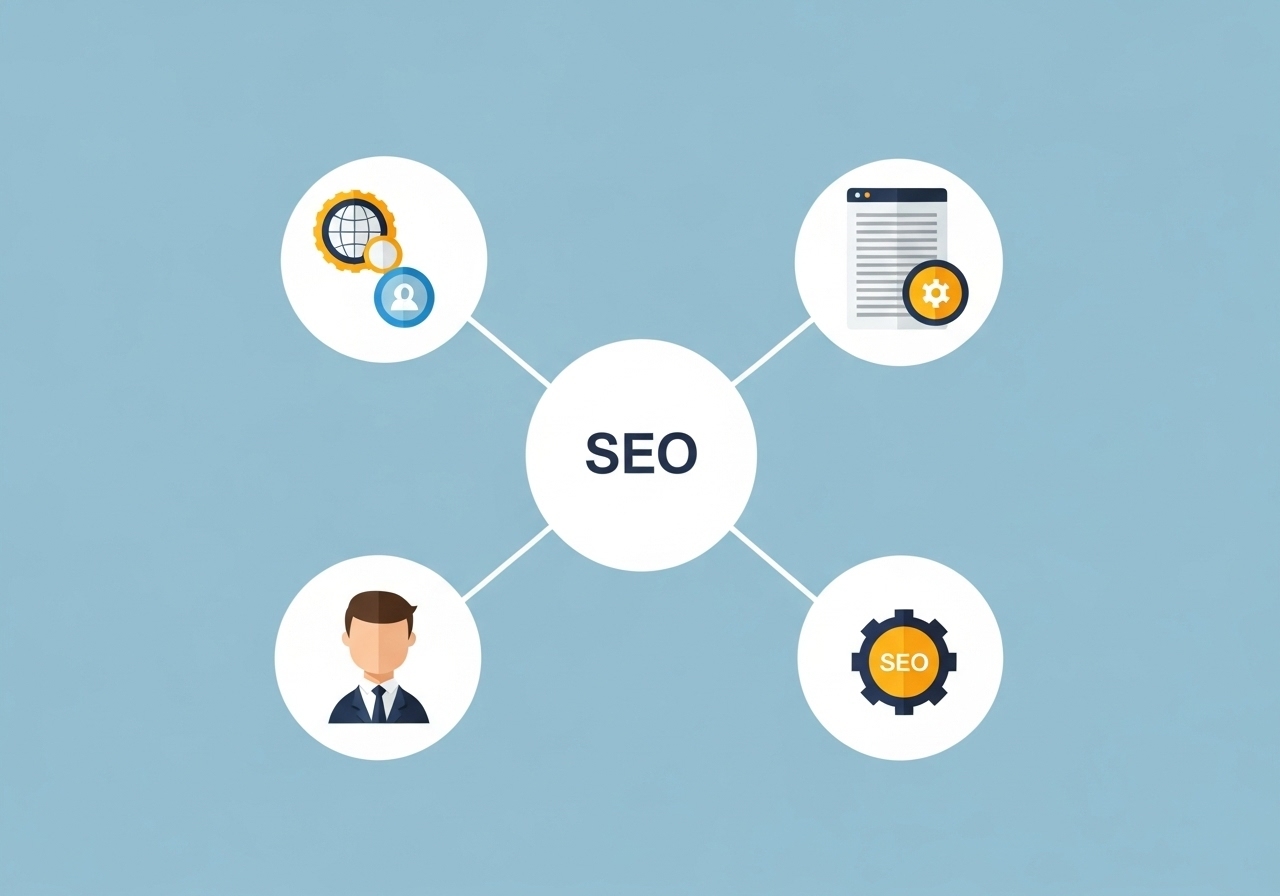 Modern SEO and AI technology illustration