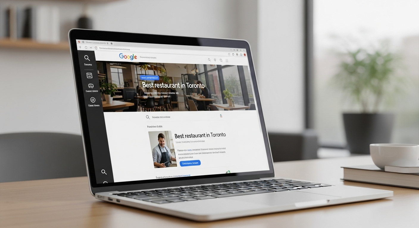 Website search results on a laptop